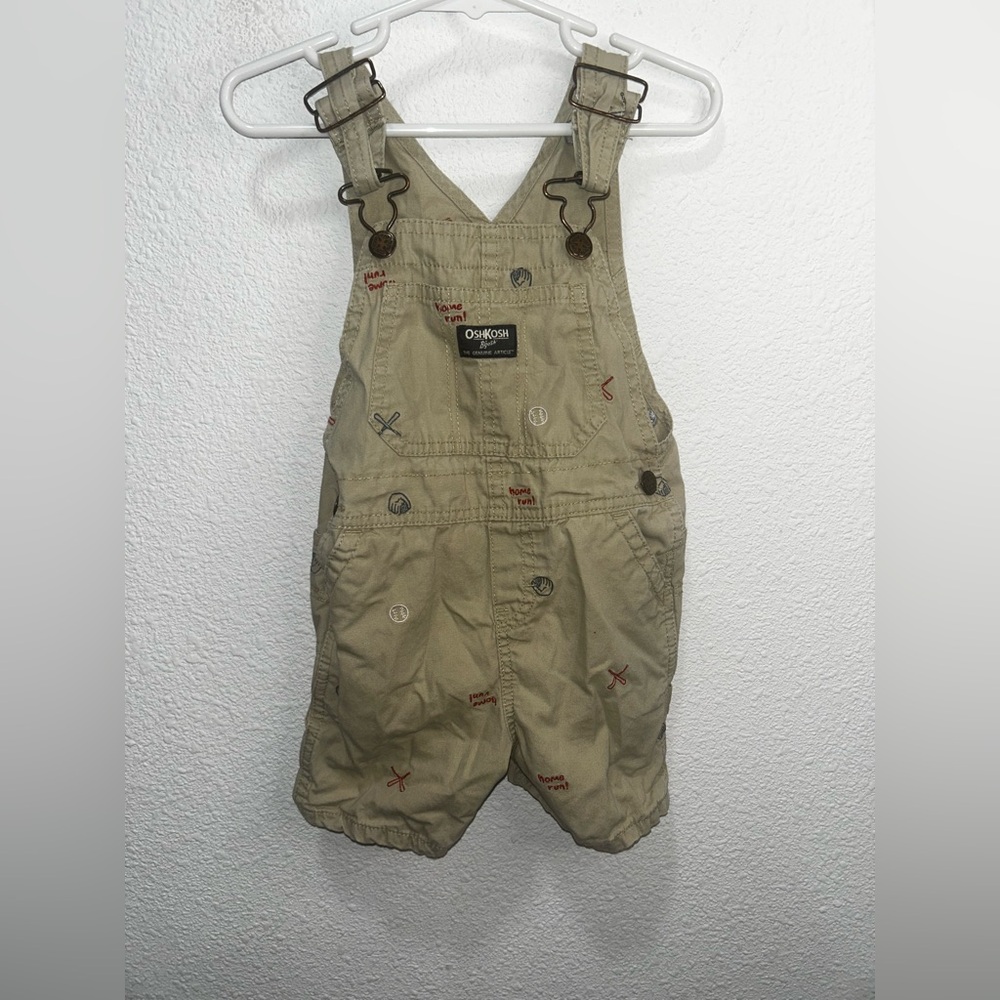 BOGO free -OshKosh B'gosh Beige Kids Overalls with Fun Embroidery